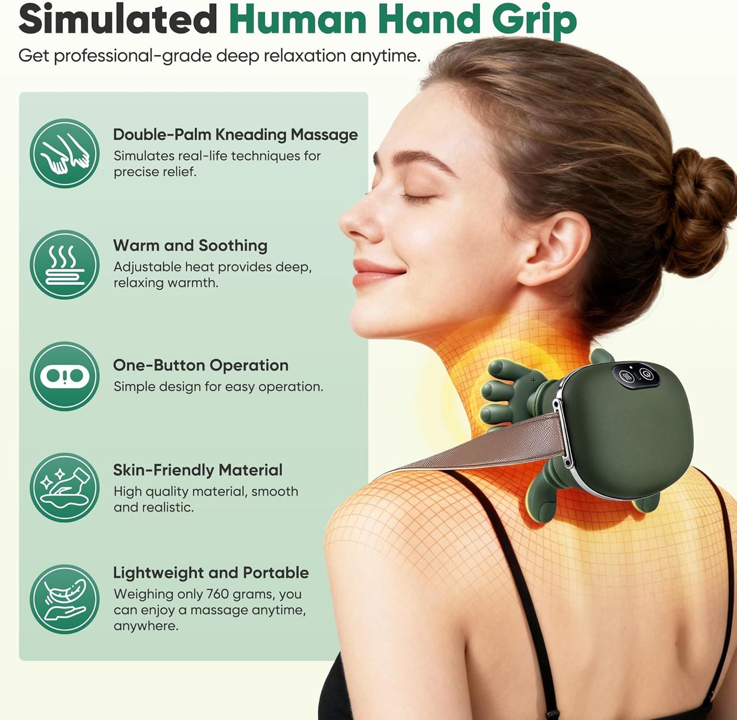 The Handiva Massager with Heat Neck Massagers, Deep Tissue 3D Kneading Shiatsu™