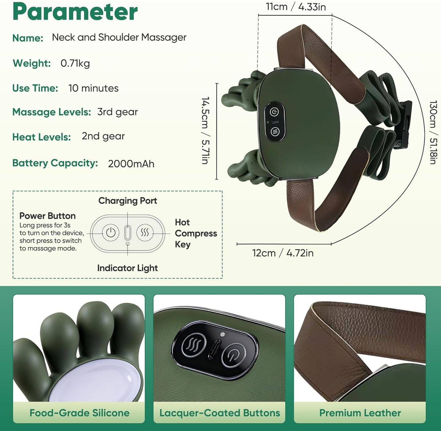 The Handiva Massager with Heat Neck Massagers, Deep Tissue 3D Kneading Shiatsu™